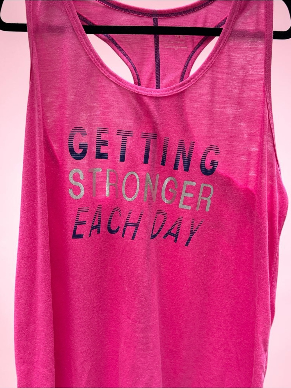 Danskin Hot Pink Women's Racerback Tank with Motivational Foil Text